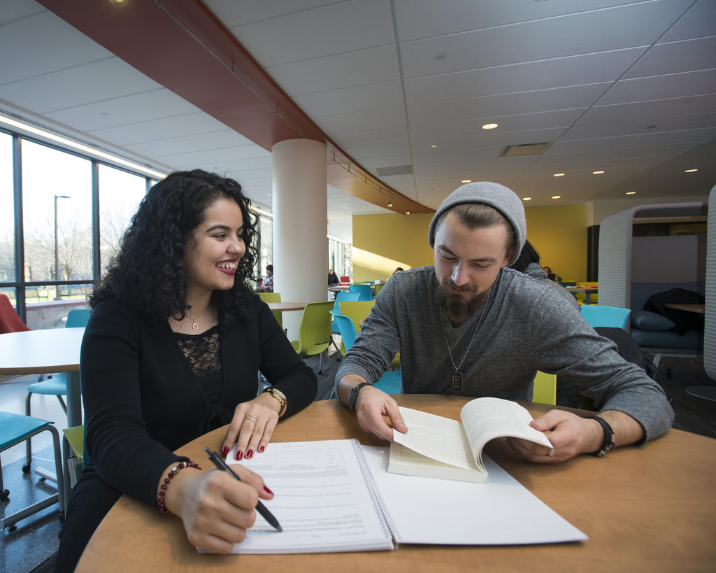 Students work on a resume together